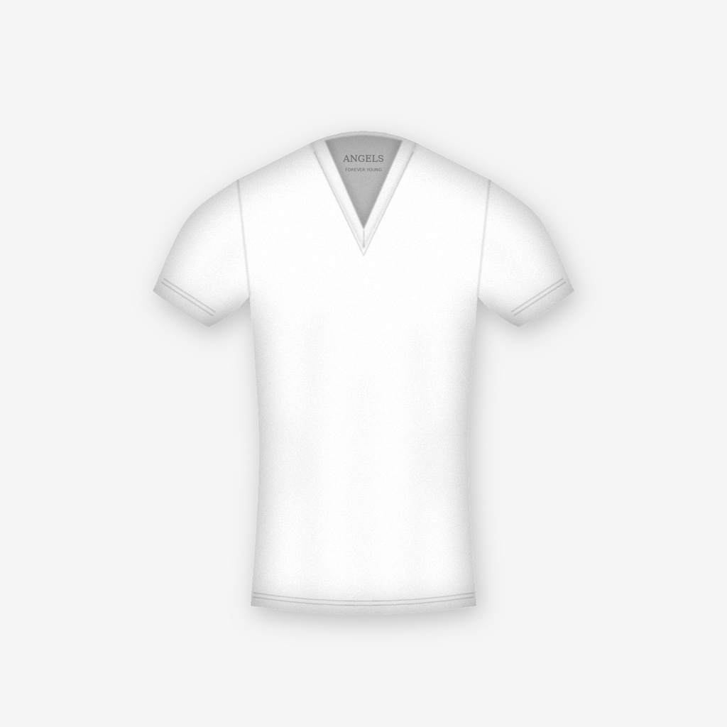 [AFY-VH-01-M] Angels V-Neck T-Shirt - Half Sleeve (01 - White, M)